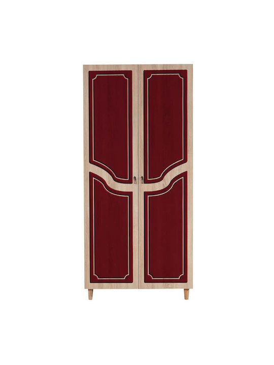 Zweitüriger Kleiderschrank Stil 869vel4237 90x52x192cm Eiche-Rot
