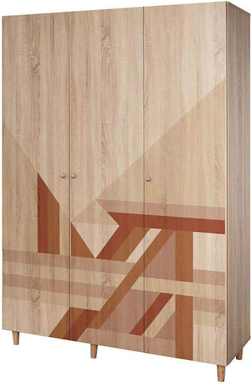 Ντουλάπα Τρίφυλλη Lena 869vel8655 135x52x192cm Multi Τρίφυλλη