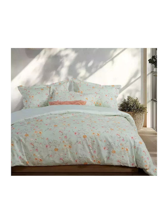 Nef-Nef Homeware Σετ Παπλωματοθήκη Βαμβακερή Υπέρδιπλη με 2 Μαξιλαροθήκες 240x230cm Mimosa