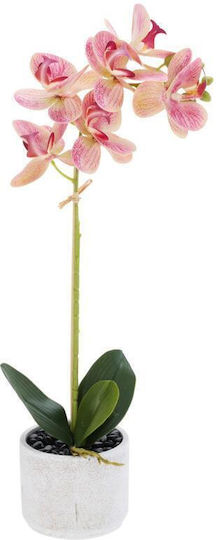 Pink Artificial Orchid H45x11x11cm White Pot