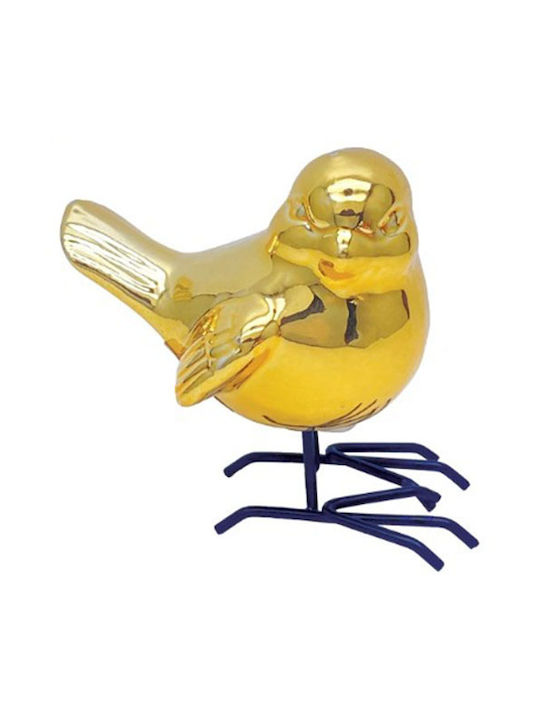 Ceramic Decorative Bird Gold 9.5x6x9cm Gift Symbol 16210