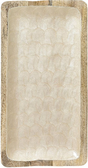 Mango Wood Tray with Pearl Interior 38cm 38x20x0cm Solid Color Kaeming