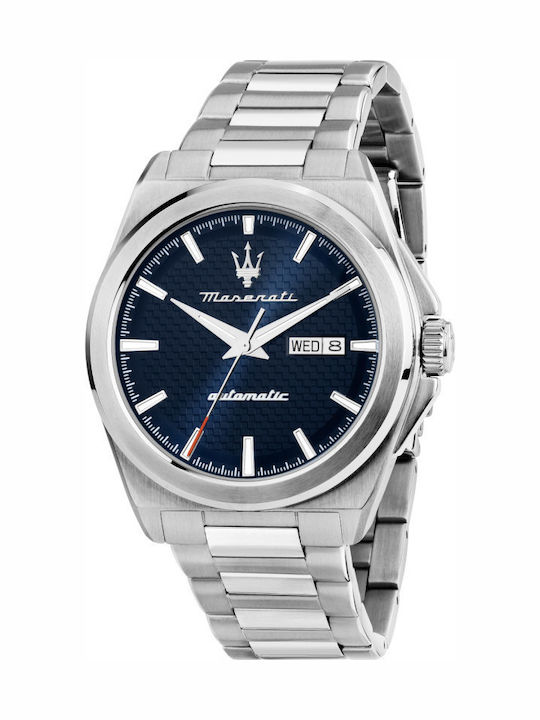 Maserati Ανδρικό Ρολόι 41mm Αυτόματο με Ασημί Μεταλλικό Μπρασελέ