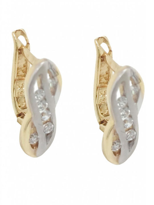Mertzios.gr Earrings Hoops made of Gold 14K with Stones