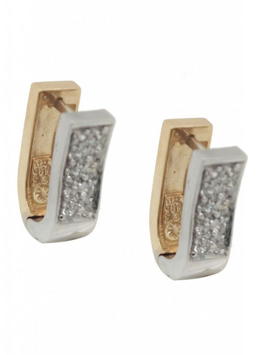 Mertzios.gr Earrings Hoops made of Gold 14K with Stones