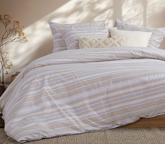 Nef-Nef Homeware Quantro Σετ Σεντόνια Διπλά 200x270εκ. Γκρι (4τμχ)