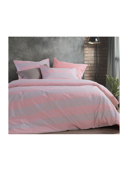 Nef-Nef Homeware Bettwäsche-Set Doppel 200x270cm. Casual Stripe Peaches 4Stück