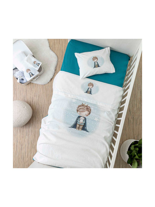 Borea Σετ Little King Λευκό 120x160εκ.