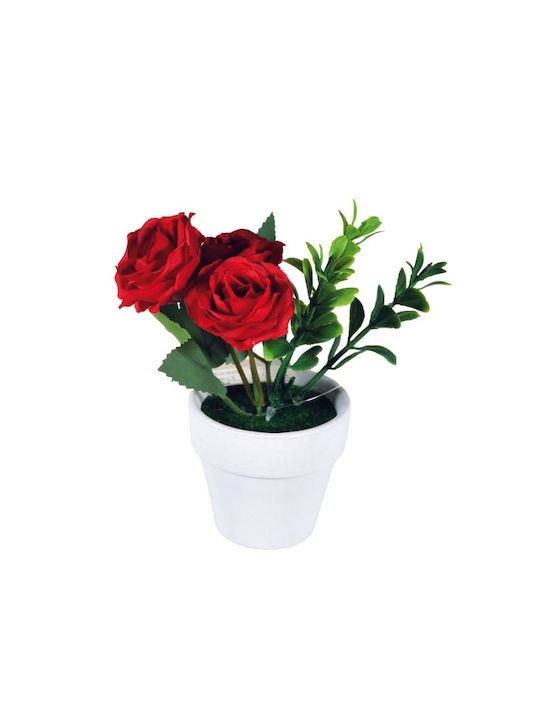 Künstliche Pflanze im Töpfchen Rose Rot 14cm Koopman