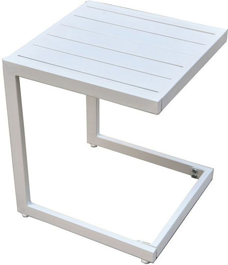 Woodwell Rechteckiger Beistelltisch Corte Metall Weiß M35xL35xH41cm E6727,2
