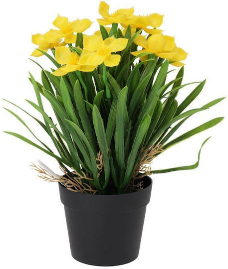 Yellow Artificial Daisy H26x10x10cm Black Pot