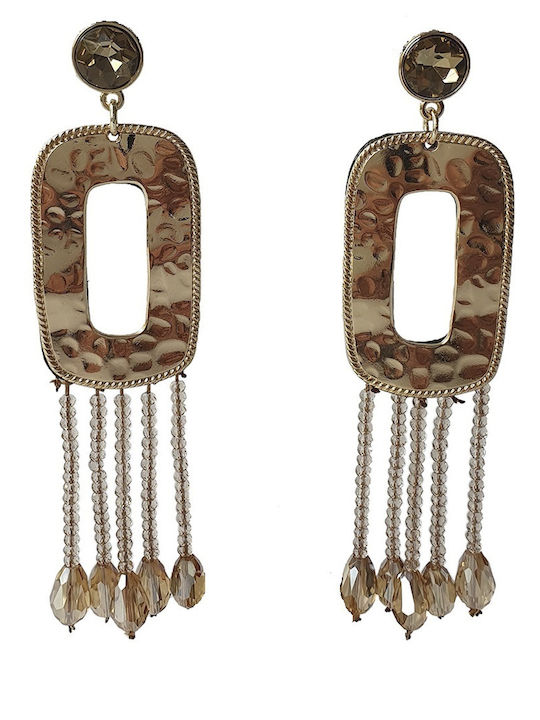 MI-TU Exclusive Cercei Placat cu aur cu Pietre Beige