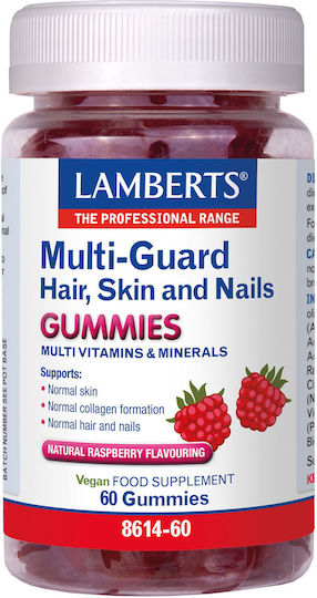 Lamberts Multi-guard Haare Haut & Nägel Multivitamin für die Haare das Haut & die Nägel Himbeere 60 Gummibärchen