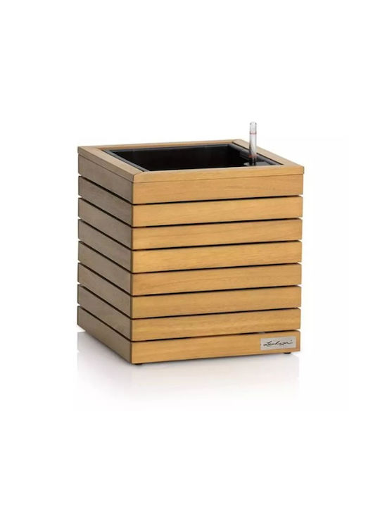 Lechuza Palo Natural Wood Low 45 Επιδαπέδια Γλάστρα 44x44x46cm Αυτοποτιζόμενη Δοχείο Φυσικό Ξύλο Ευκαλύπτου
