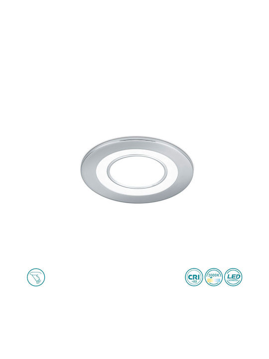 Trio Lighting Πλαστικό Χωνευτό Σποτ με Ενσωματωμένο LED και Θερμό Λευκό Φως Ασημί