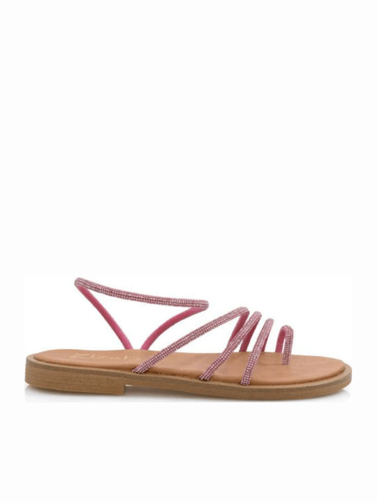 Zizel Leather Women's Flat Sandals in Fuchsia C...