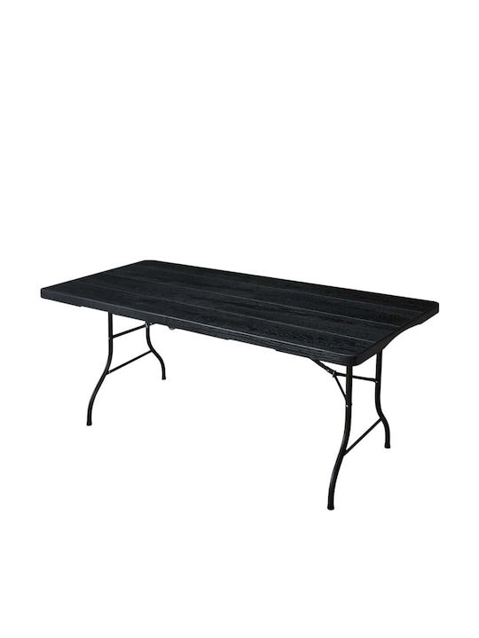 Masa Catering pentru spații exterioare Pliabil Din polipropilenă cu schelet metalic Negru 180x74x74buc