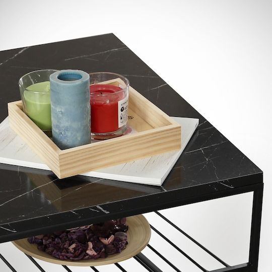 Правоъгълна Централна Кафе Маса Etna Marble Effect Черна Ш95xД55xВ43см
