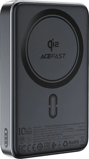 Acefast M11-10000 MagSafe Power Bank 10000mAh 30W με Θύρα USB-C Μαύρο