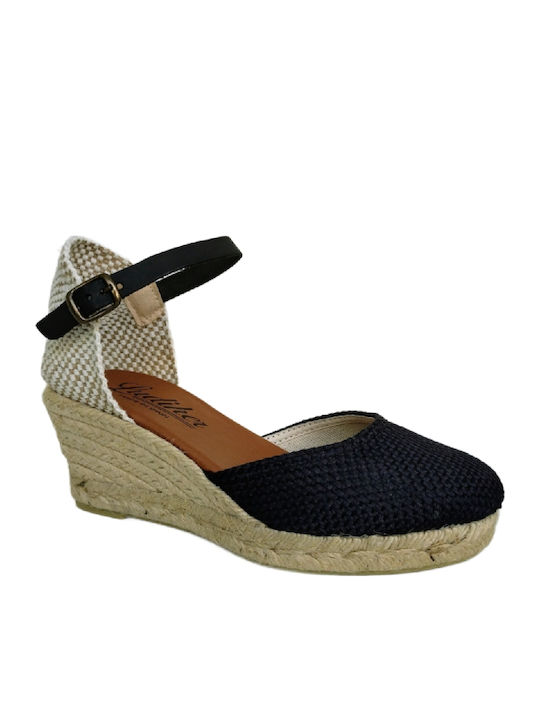 Damenplattformen im Espadrilles-Stil Schwarz