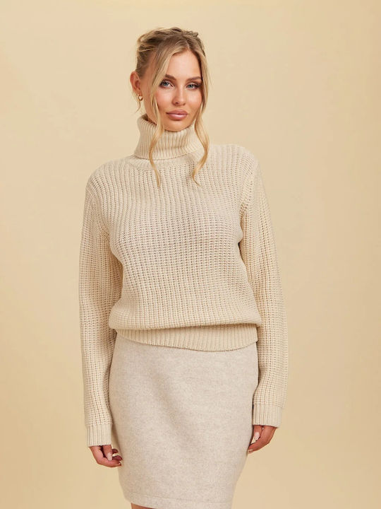 Γυναικείο Πουλόβερ Βαμβακερό Beige