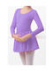 Ballet Leotard 3/4 Sleeve Cotton Lycra with Attached Skirt - Greek - Lilac
