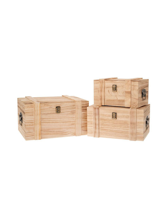Iliadis Σετ Μπαούλα Ξύλινα 3τμχ Καφέ