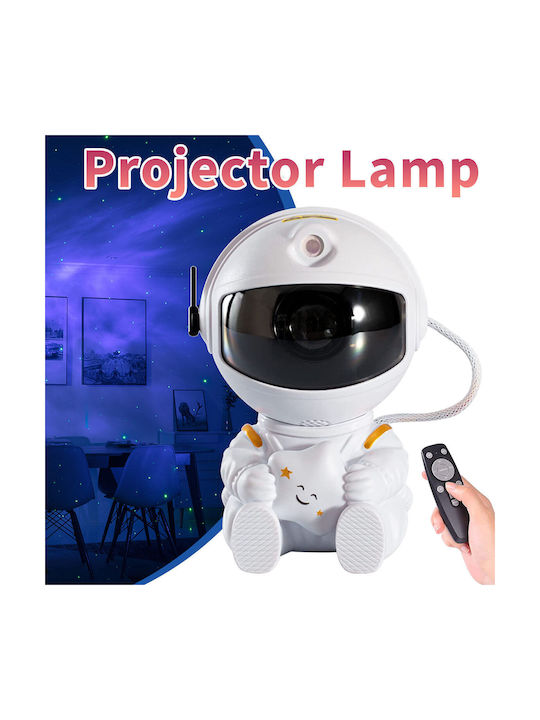 ACP Led Περιστρεφόμενο Παιδικό Φωτιστικό Projector με Προβολή Αστεριών Λευκό