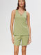 Minerva Summer Women's Pyjama Set Khaki, Ecru