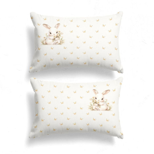 Set 2 Easter Pillowcases Bunnies Butterflies 50x70cm Ginny