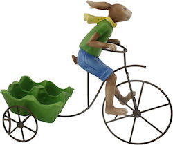 Osterdekoration Eierhalter Hase auf Fahrrad 24 cm Grün