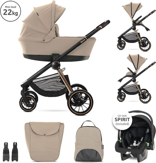 Lorelli Bianca Adjustable 3 in 1 Baby Stroller Suitable for Newborn Beige