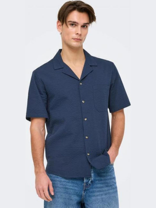 Only & Sons Κοντομάνικο Πουκάμισο Navy Blazer