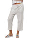 Damen Stoff Capri Hose White