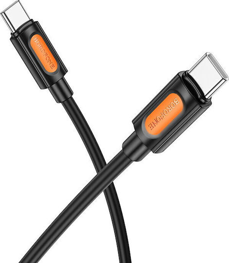 Borofone USB 2.0 Cable USB-C male - USB-C 60W PD Μαύρο 1m 52636