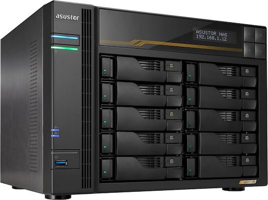 Asustor Lockerstor 10 Gen3 AS6810T NAS Tower με 10 θέσεις για M.2 και 4 θύρες Ethernet