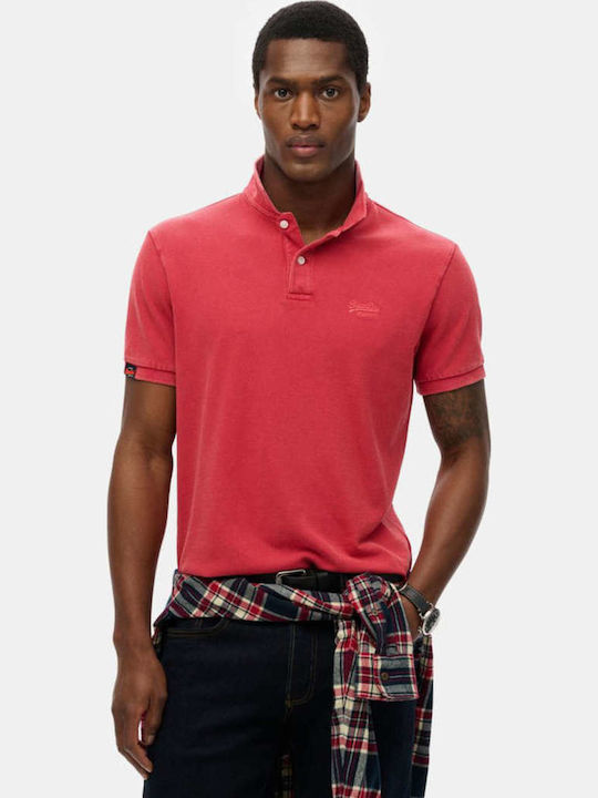Superdry Destroy Polo T-shirt Cranberry Crush Red