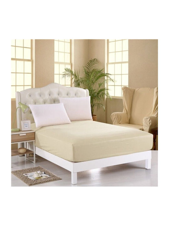 Pucioasa Cearșaf Single cu Elastic 100x200+25cm. Cremă