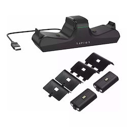Stație de Încărcare Duală Raptor Gaming Csx 200 pentru Xbox One Xbox Series cu Acumulatori de 700mAh și Capace Stație de Încărcare Duală Raptor Gaming Csx 200 pentru Xbox One Xbox Series cu Acumulatori de 700mAh și Capace