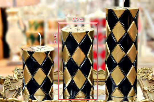Kerze Gold Schwarz Rhombus 7,5*15
