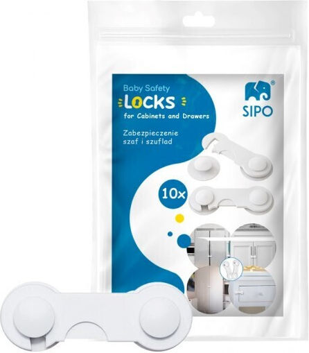 Sipo Cabinet & Drawer Lock with Sticker made of Plastic 10pcs