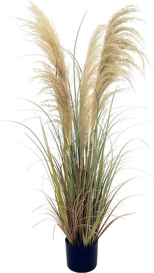 Artificial Pampas Grass Plant Brown Plastic Pot 122 cm
