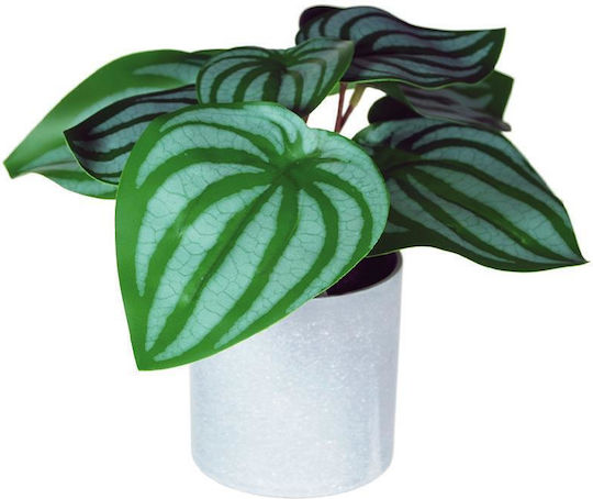 Plantă artificială Saxifraga 18cm ghiveci din plastic gri Ø8xH8cm