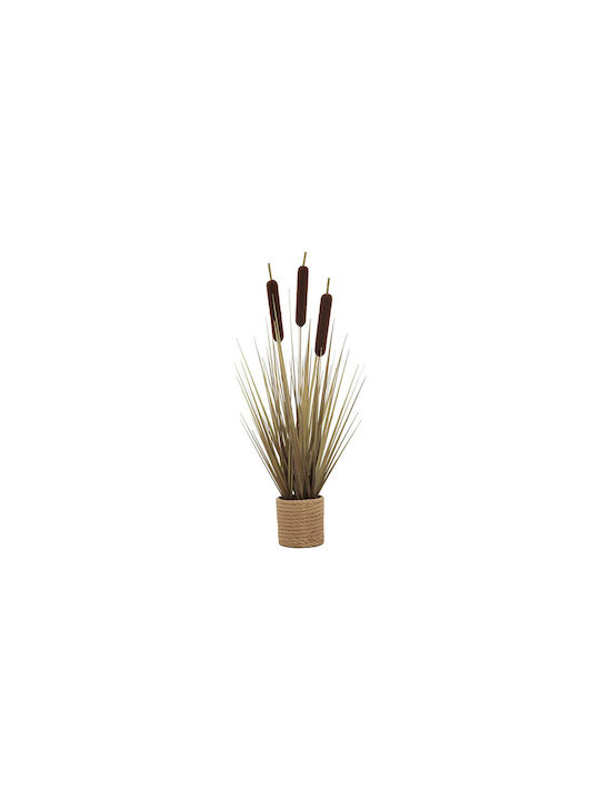 Planta artificială de trestie bej cu ghiveci maro din plastic 55cm