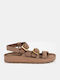 Leather Women's Flat Sandals Anatomic in Brown Color