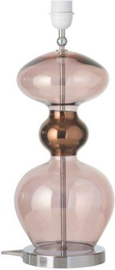 Tischlampenfuß 1xE27 Geblasenes Glas Silber Metall 46cm Futura Ebb&flow Ba101023 Rosa