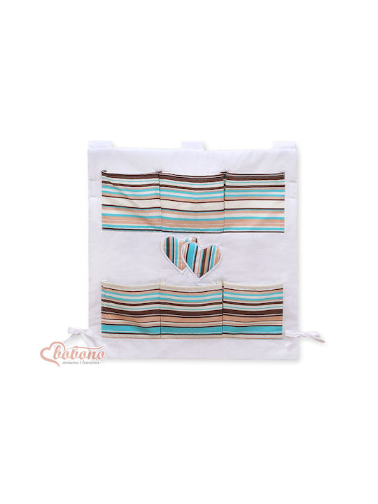 Organizer Pockets Brown Heart Stripes