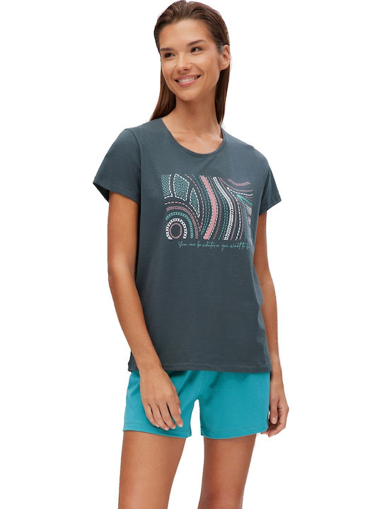 Minerva Summer Women's Pyjama Set Grey Dark