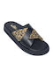 Leather Women's Flat Sandals in Black Color