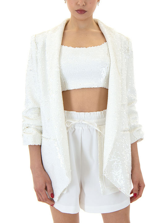 Zoya Women's Blazer Ecru with Sequins